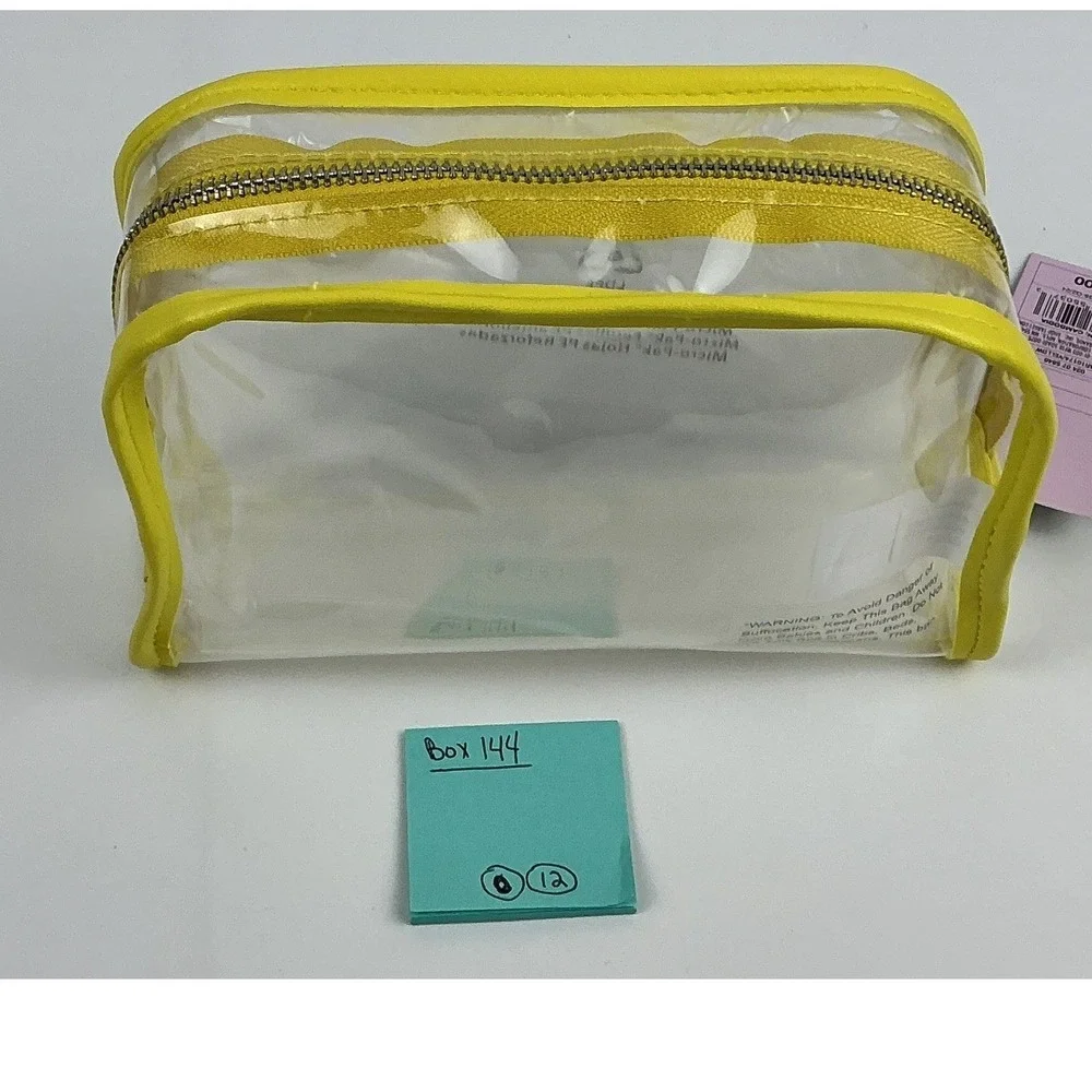 Wild Fable‎ Clear Cosmetic Makeup Bag Yellow Trim Zipper Travel Toiletry New